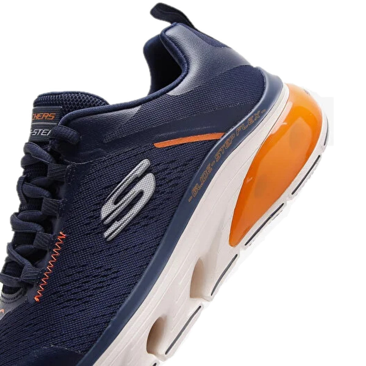 SKECHERS 232535/NVOR GLIDE-STEP FLEX AIR MN'S (Medium) Navy/Orange Mesh Walking Shoes