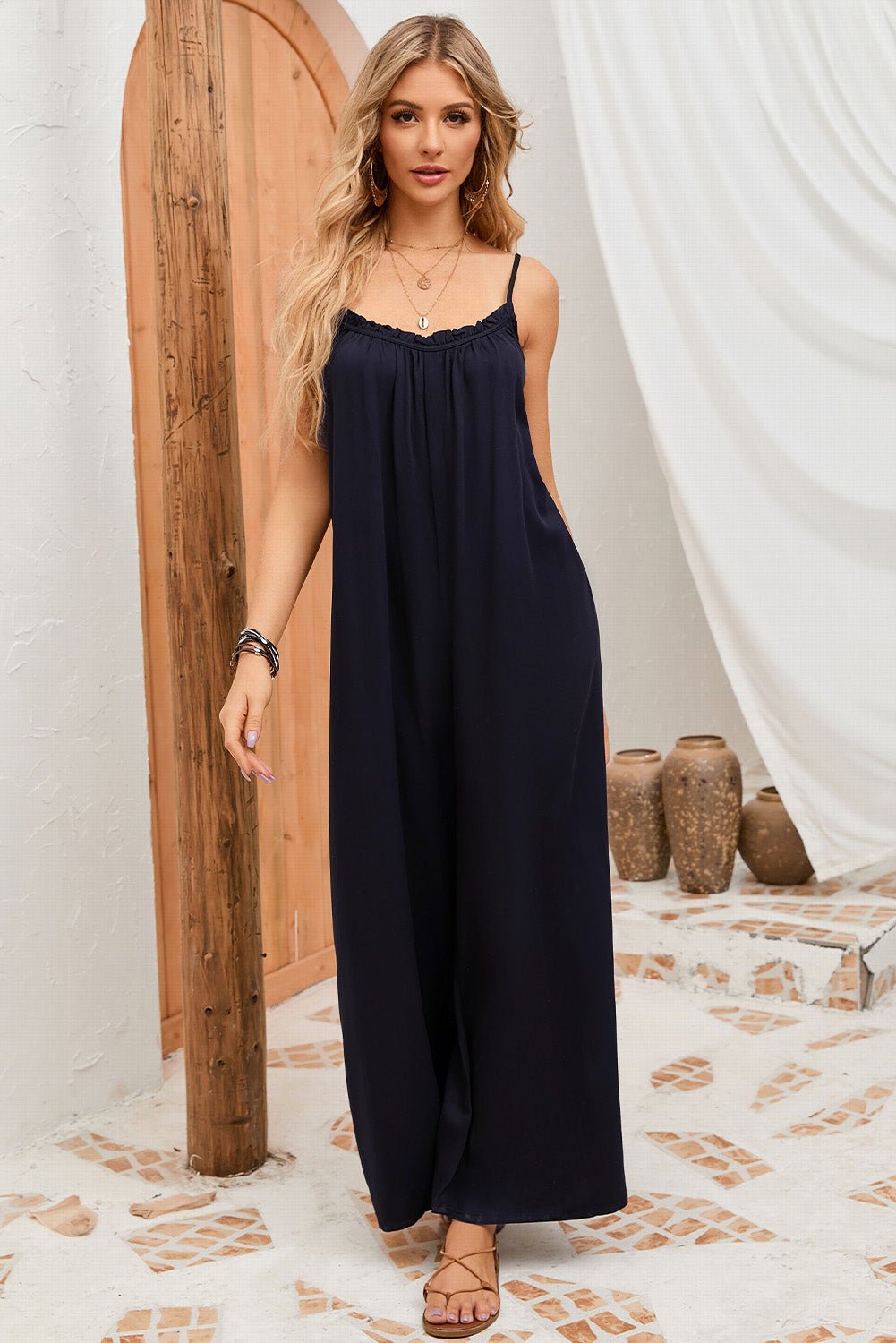 Backless Straight Neck Jumpsuit - Groove Rabbit
