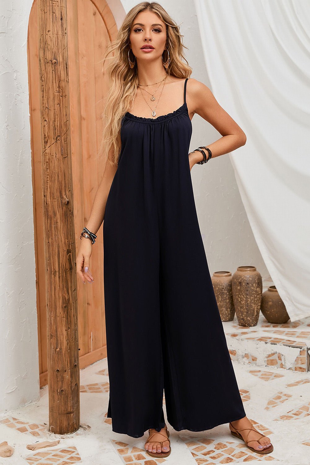 Backless Straight Neck Jumpsuit - Groove Rabbit