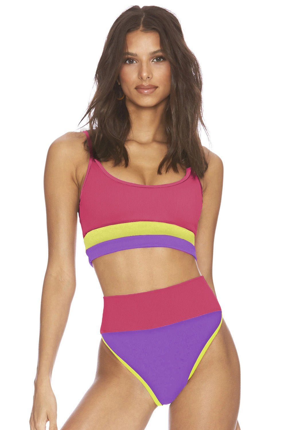 Color Block Spaghetti Strap Two-Piece Swim Set - Groove Rabbit