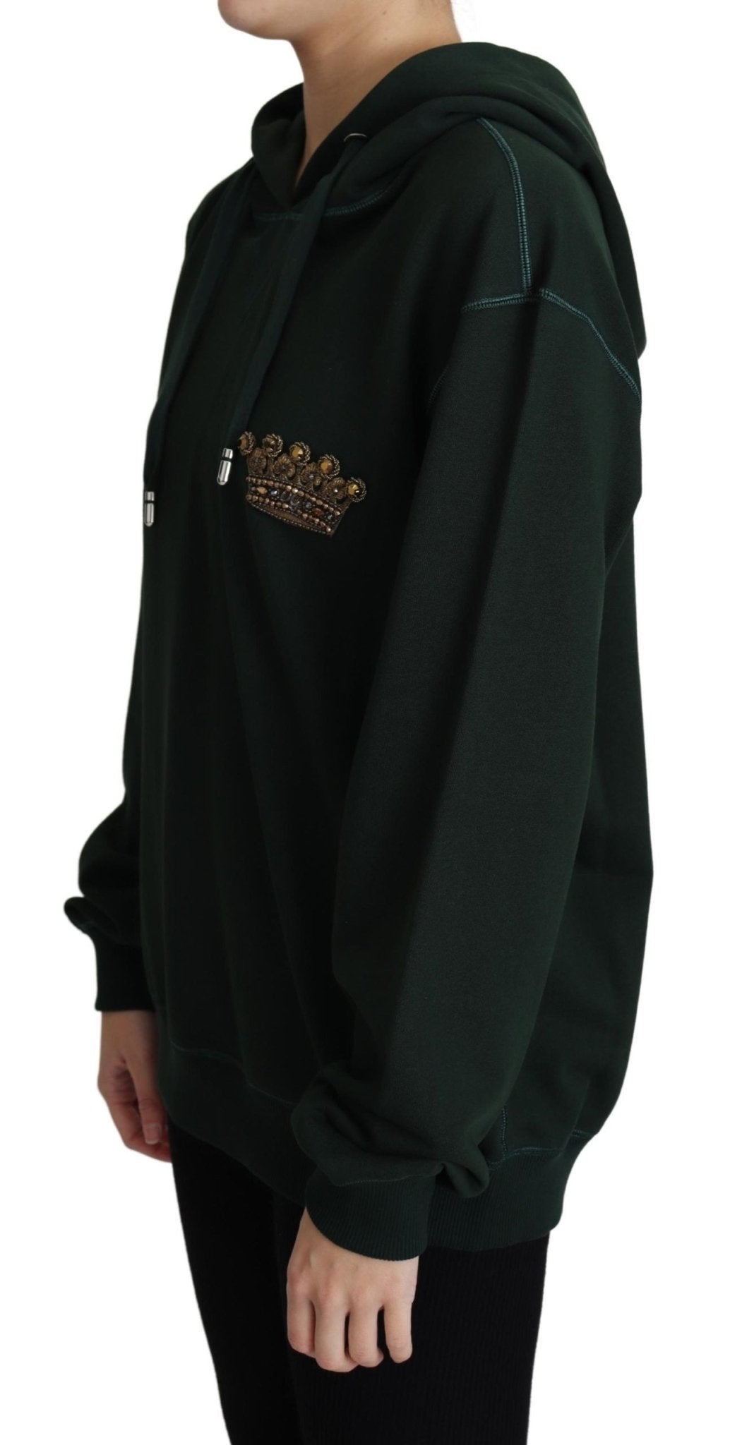 Dolce & Gabbana Dark Green Crown Embroidery Hoodie - Groove Rabbit