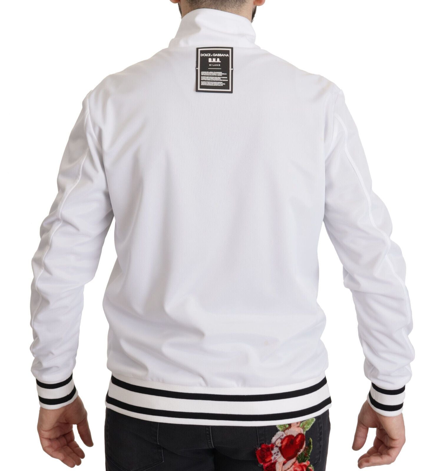 Dolce & Gabbana White DG D.N.A. Zipper Stretch Sweater - Groove Rabbit