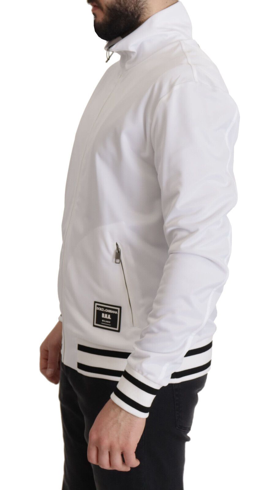 Dolce & Gabbana White DG D.N.A. Zipper Stretch Sweater - Groove Rabbit