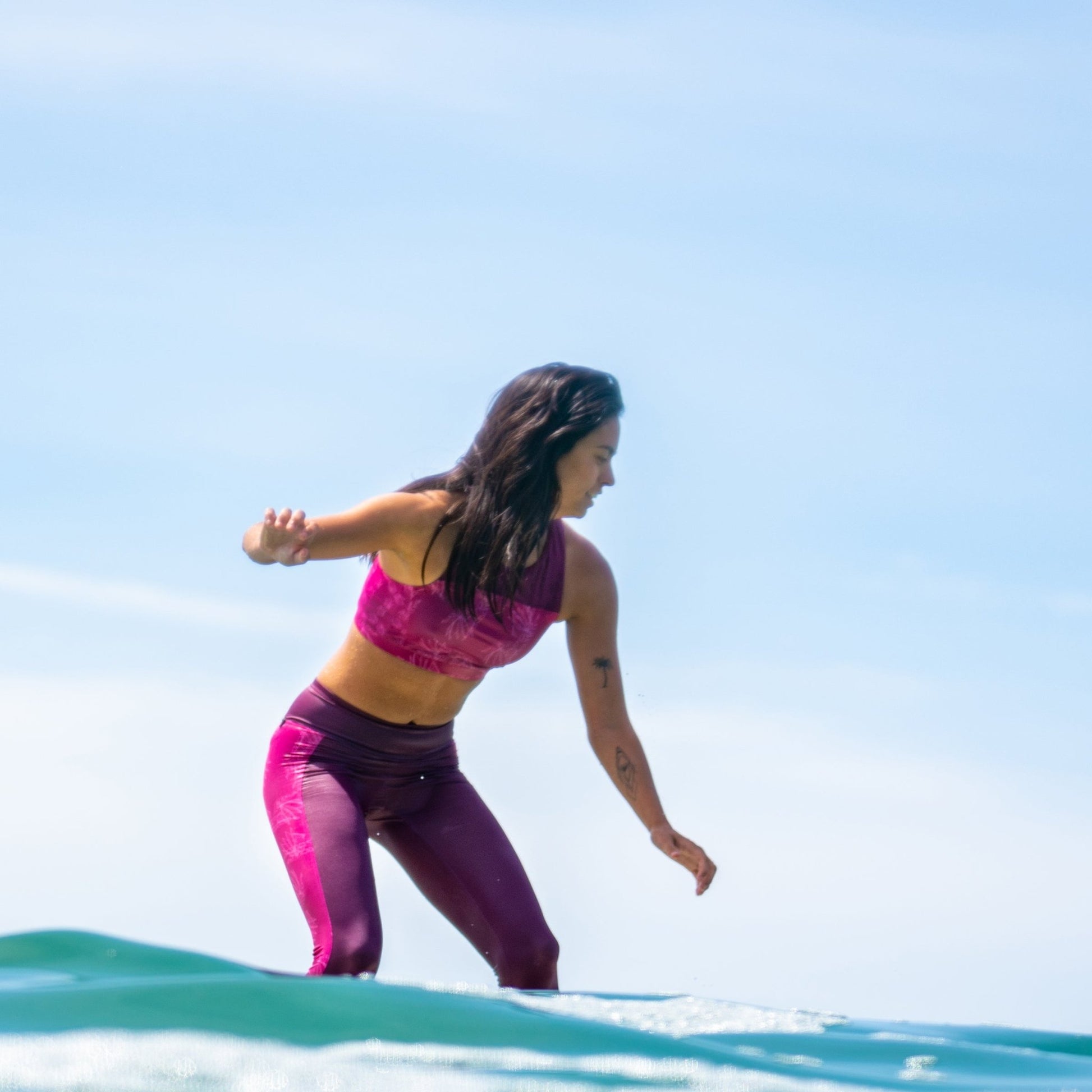 Eco Friendly Second Skin Swim & Surf Leggings in Pink Very Berry With +50 UPF - Groove Rabbit