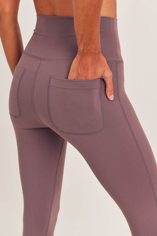 High Waisted Solid Leggings With Back Pockets - Groove Rabbit