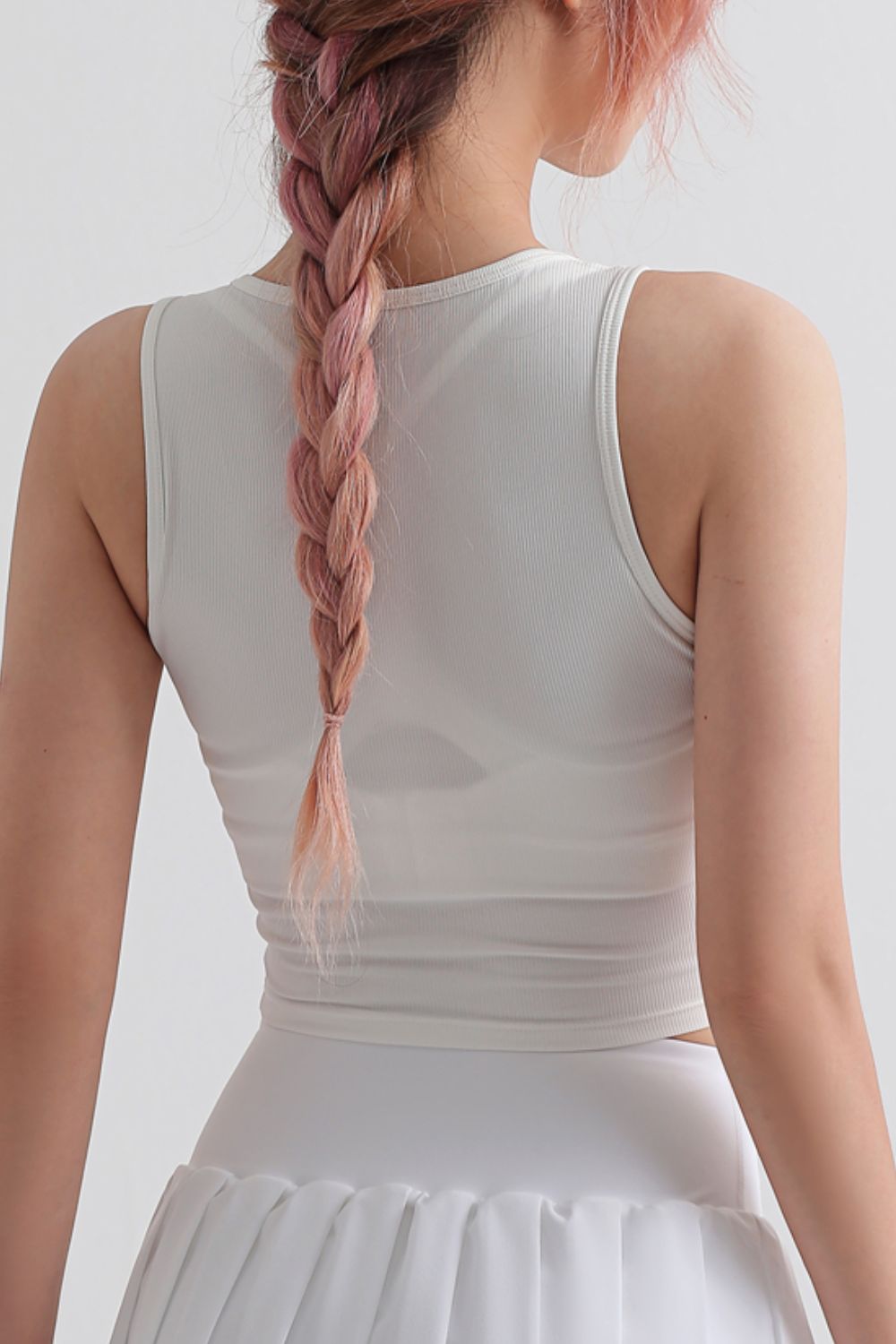 Notched Neck Cropped Sports Tank - Groove Rabbit