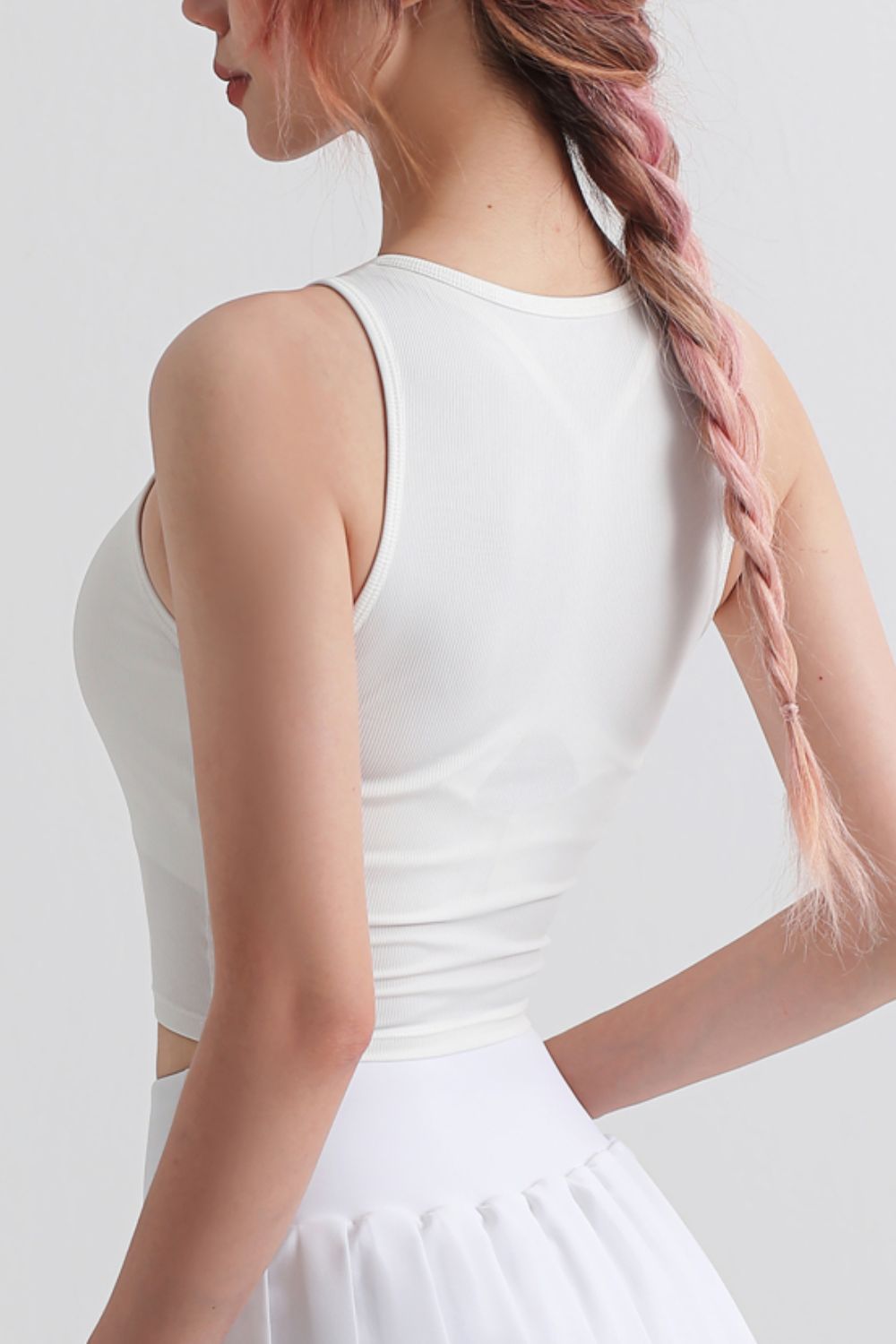 Notched Neck Cropped Sports Tank - Groove Rabbit