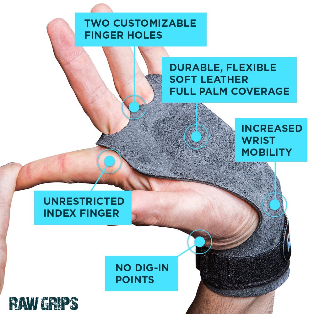 RAW Grips 3.0, Premium Leather CrossFit Gymnastic Grips - Groove Rabbit