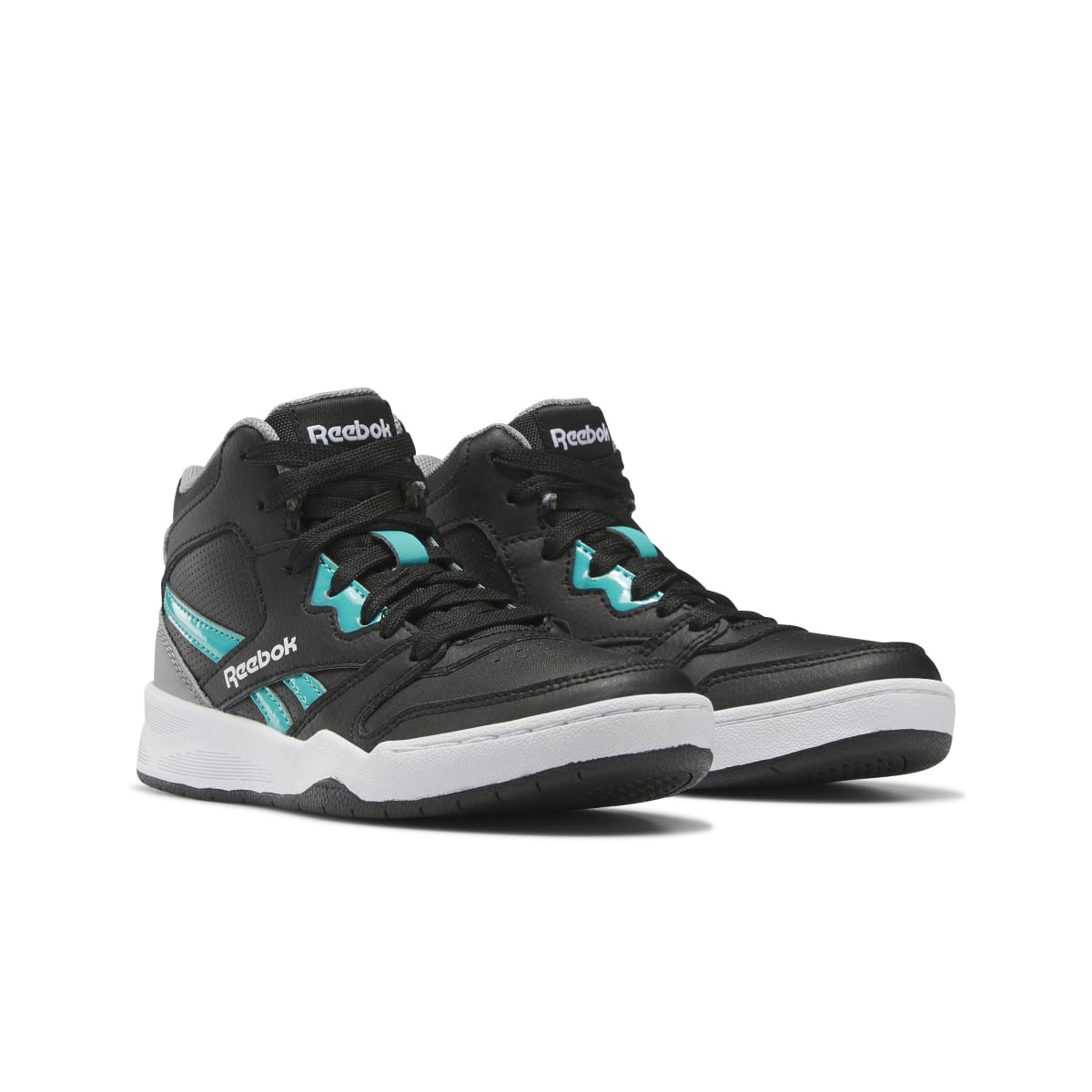 REEBOK GX1456 BB4500 COURT KID'S (Medium) Black/Grey/Teal Synthetic & Leather Basketball Shoes - Groove Rabbit