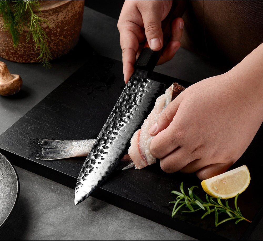 RYUJIN ™ Chef Knife, Damascus Steel Knife, Japanese Chef Knife, Damascus Knives - Groove Rabbit