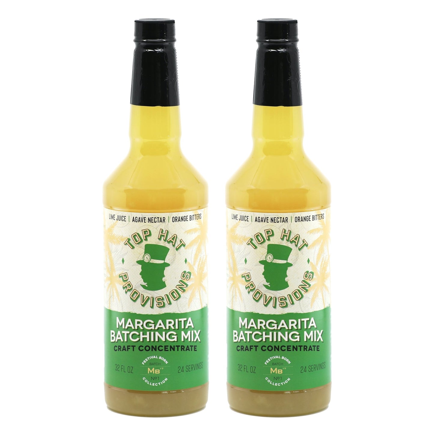 Top Hat Agave Margarita Batching Mix & Frozen Margarita Concentrate (made with agave nectar & organic lime juice) - 32oz Bottle - Groove Rabbit