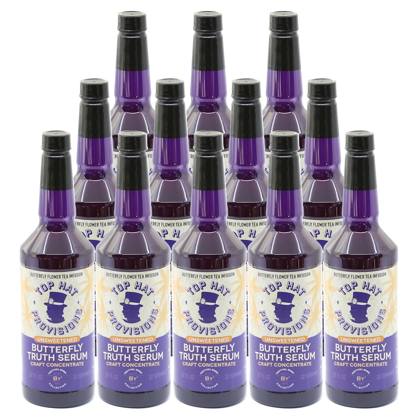 Top Hat Butterfly Truth Serum - Butterfly Pea Floral Extract - Blue Flower Tea Tincture - Alcohol Free Butterfly Pea Bitters - Unsweetened - Non-Alcoholic - Make Drinks Natural Blue and Indigo Purple - Single 32oz Bottle - Groove Rabbit