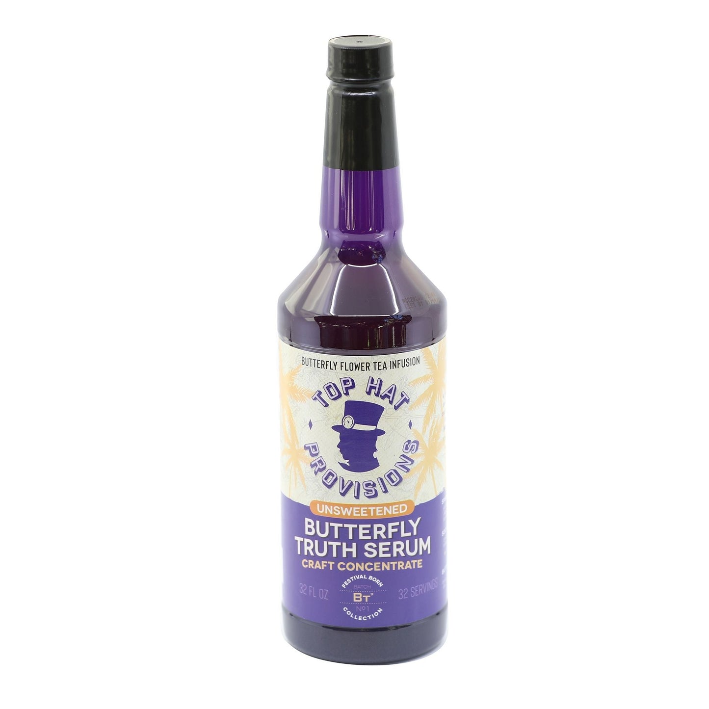 Top Hat Butterfly Truth Serum - Butterfly Pea Floral Extract - Blue Flower Tea Tincture - Alcohol Free Butterfly Pea Bitters - Unsweetened - Non-Alcoholic - Make Drinks Natural Blue and Indigo Purple - Single 32oz Bottle - Groove Rabbit
