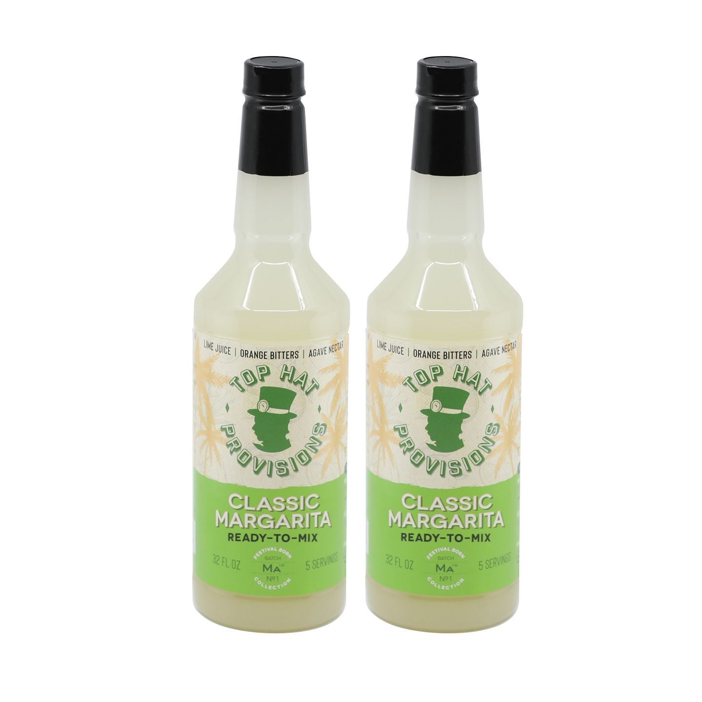 Top Hat Classic Lime Margarita Mix (made with agave nectar & organic lime juice) - 32oz Bottle - Groove Rabbit