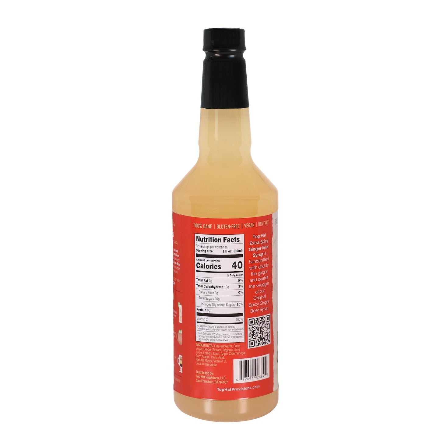 Top Hat Extra Spicy Ginger Beer Syrup & Moscow Mule Batching Mix - 32oz Bottle - Groove Rabbit