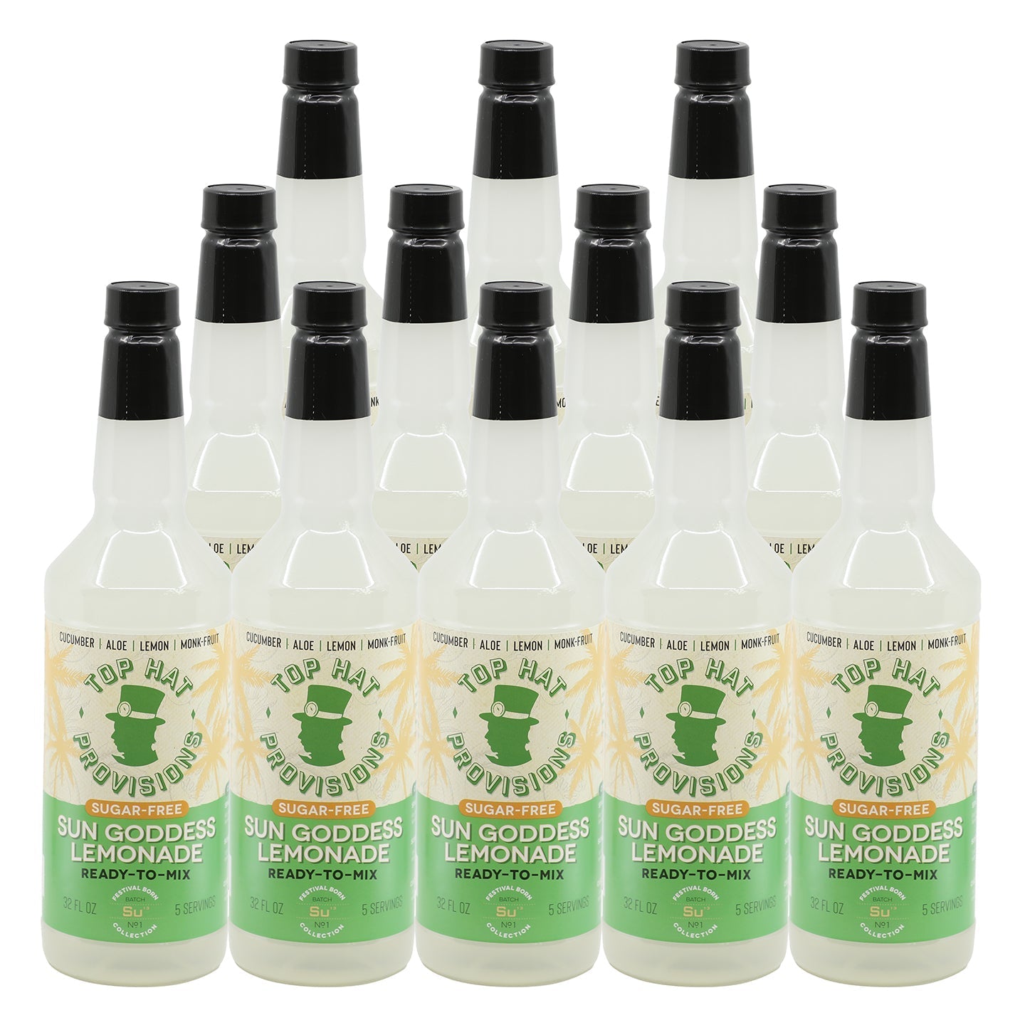 Top Hat Keto Sugar-Free Cucumber Lemonade Mix - 32oz bottle (Naturally sweetened with keto friendly / carb free / zero sugar Monk Fruit) - Groove Rabbit