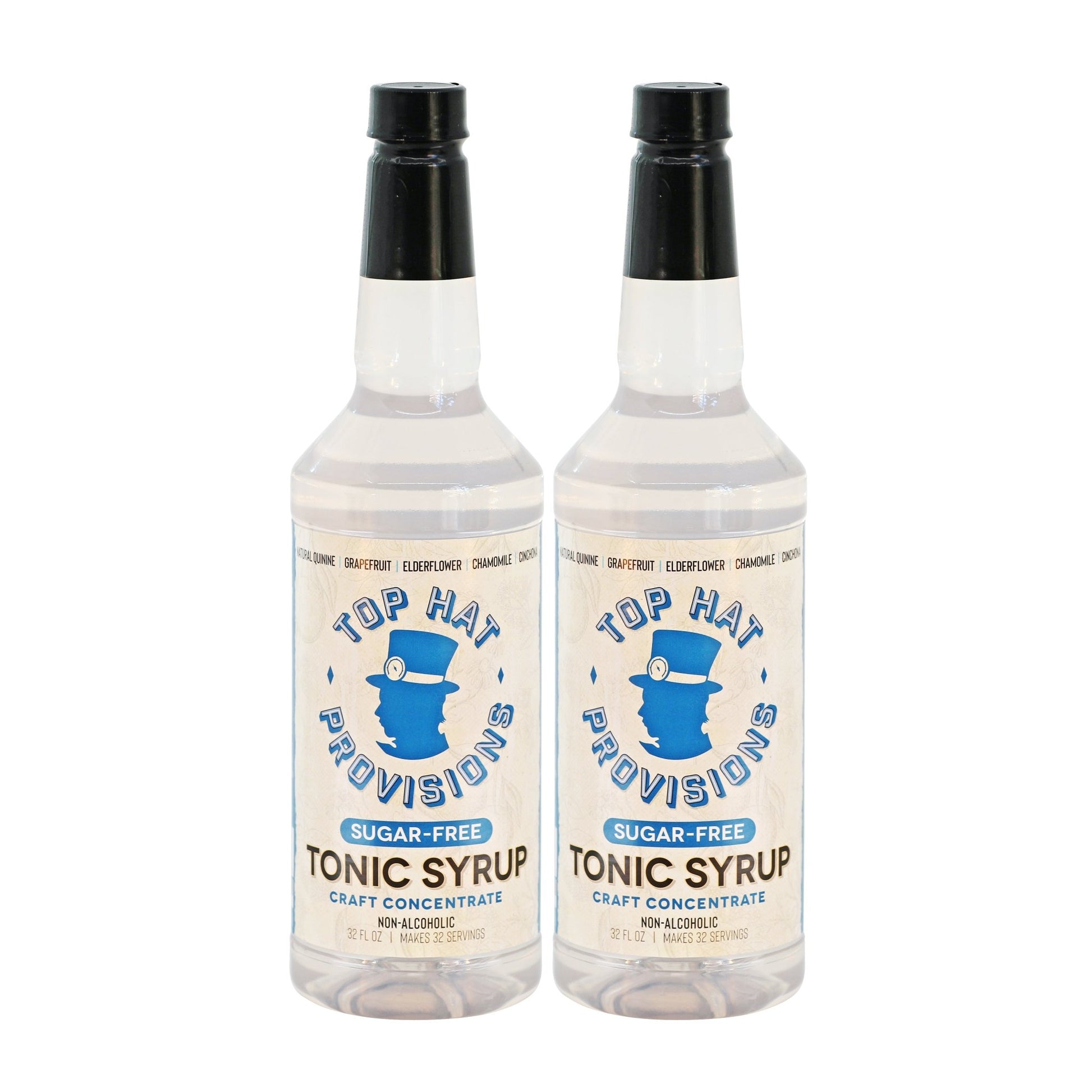 Top Hat Keto Sugar-Free Elderflower Tonic Syrup & 5x Quinine Concentrate - Naturally sweetened with keto friendly / carb free / zero sugar Monk Fruit - 12pack of 32oz bottles - Groove Rabbit