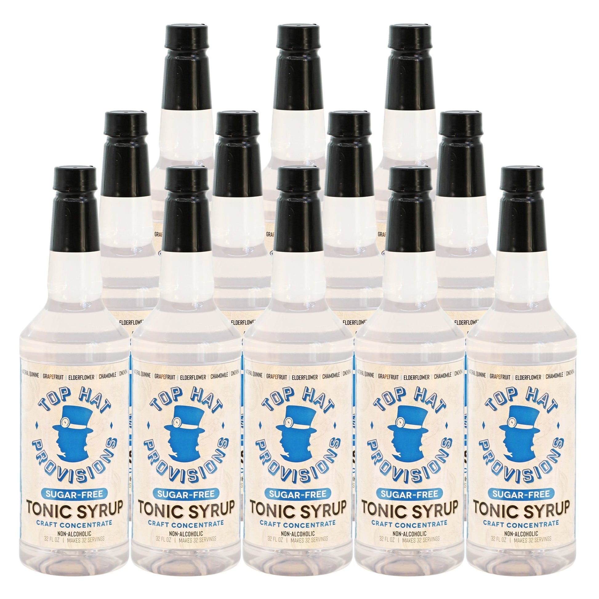 Top Hat Keto Sugar-Free Elderflower Tonic Syrup & 5x Quinine Concentrate - Naturally sweetened with keto friendly / carb free / zero sugar Monk Fruit - 12pack of 32oz bottles - Groove Rabbit