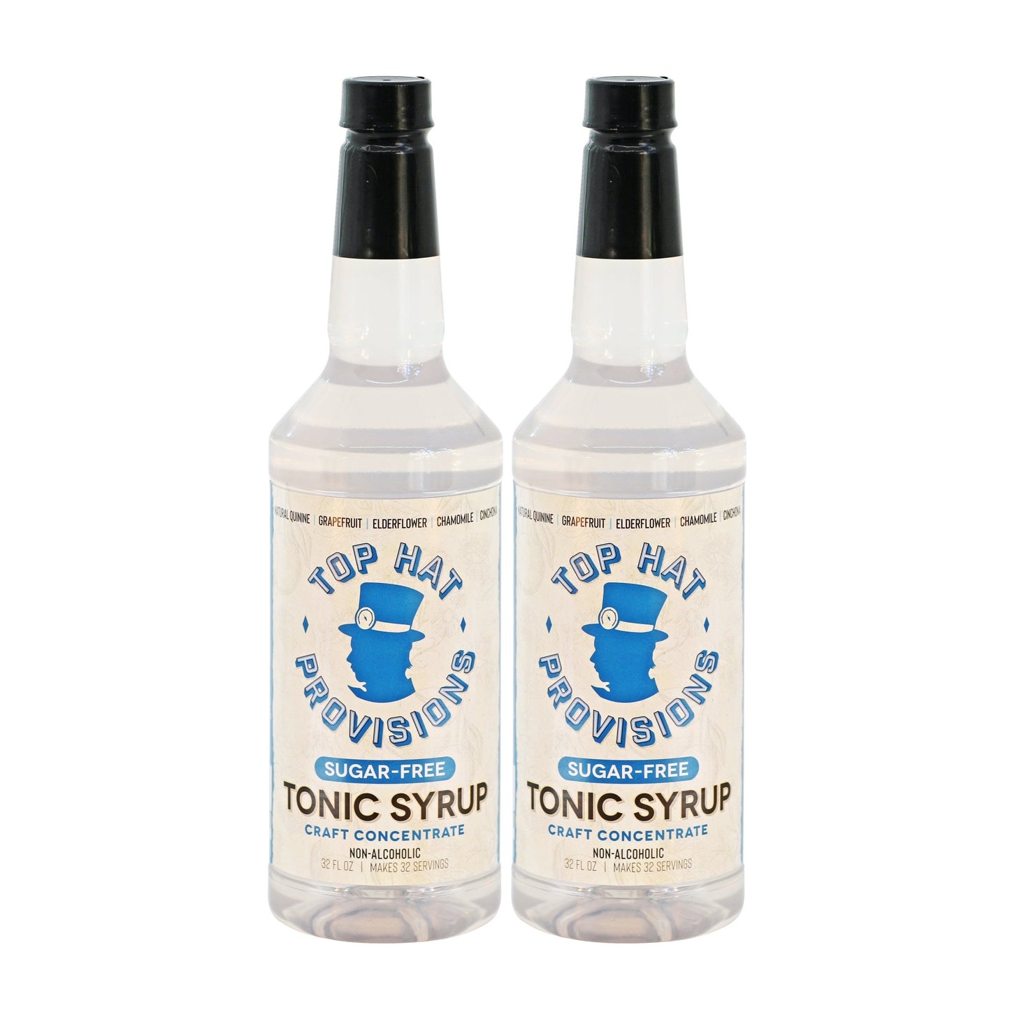 Top Hat Keto Sugar-Free Elderflower Tonic Syrup & 5x Quinine Concentrate - Naturally sweetened with keto friendly / carb free / zero sugar Monk Fruit - 32oz bottle - Groove Rabbit