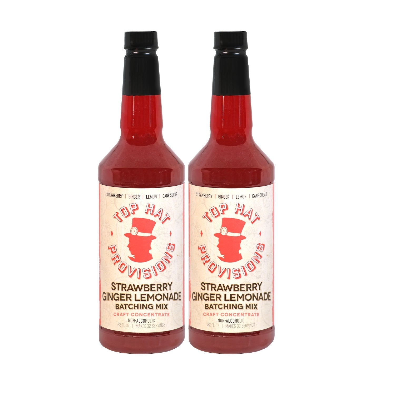 Top Hat Strawberry Ginger Lemonade Concentrate & Batching Mix - 12x32oz Case - Groove Rabbit