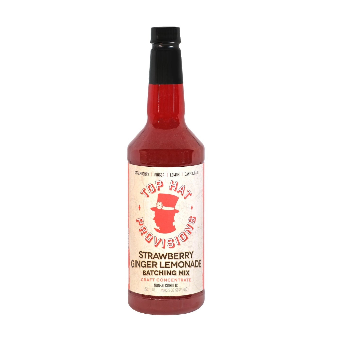 Top Hat Strawberry Ginger Lemonade Concentrate & Batching Mix - 32oz Bottle - Groove Rabbit