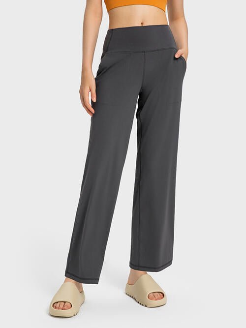 Wide Waistband Active Pants with Pockets - Groove Rabbit