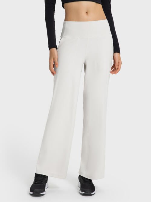 Wide Waistband Active Pants with Pockets - Groove Rabbit