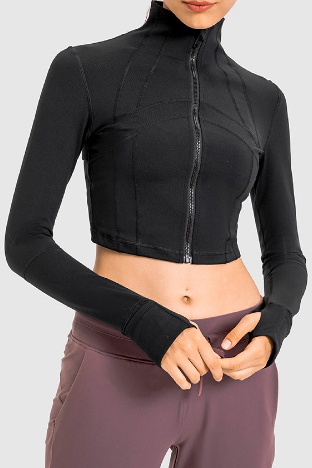 Zip Front Cropped Sports Jacket - Groove Rabbit